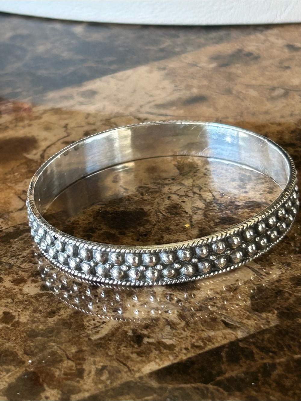 Boll Handmade Sterling Silver Beaded Bangle Bracelet Artisan Crafted New